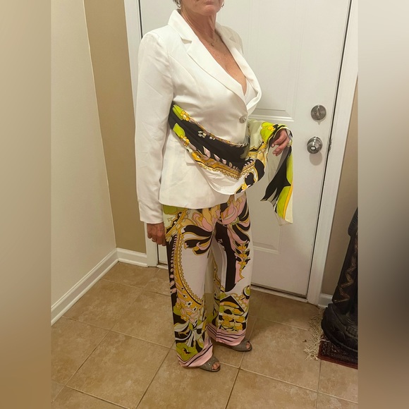 Lilly’s Kloset Floral Pant Blazer Set with Scarf Tie SMALL NWT - Picture 12 of 16